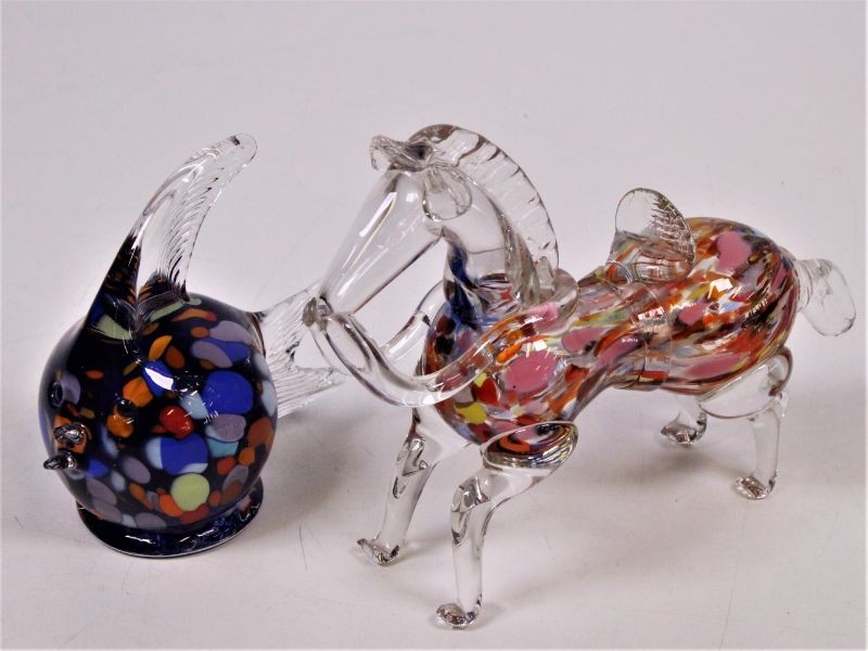 Kristallen kunstwerkjes Vis + Paardje